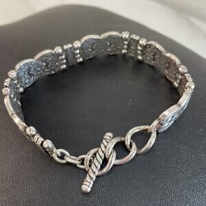 Brighton MANZANITA Silver Tone Intertwined Heart Links Bracelet Preowned